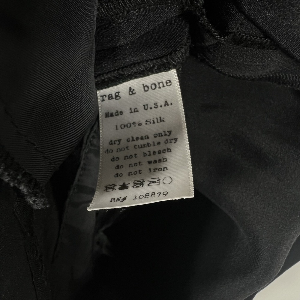 RAG & BONE 100% Silk Romper Size 4 Black Cuffed Capsule Minimalist Short Sleeve - Picture 7 of 12